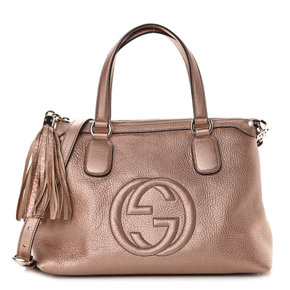 Gucci Metallic Cellarius Calfskin Small Soho Top Handle Satchel Pink 1 of 10