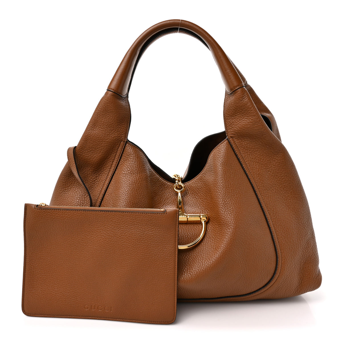Grained Calfskin Softbit Maxi Shoulder Bag Brown