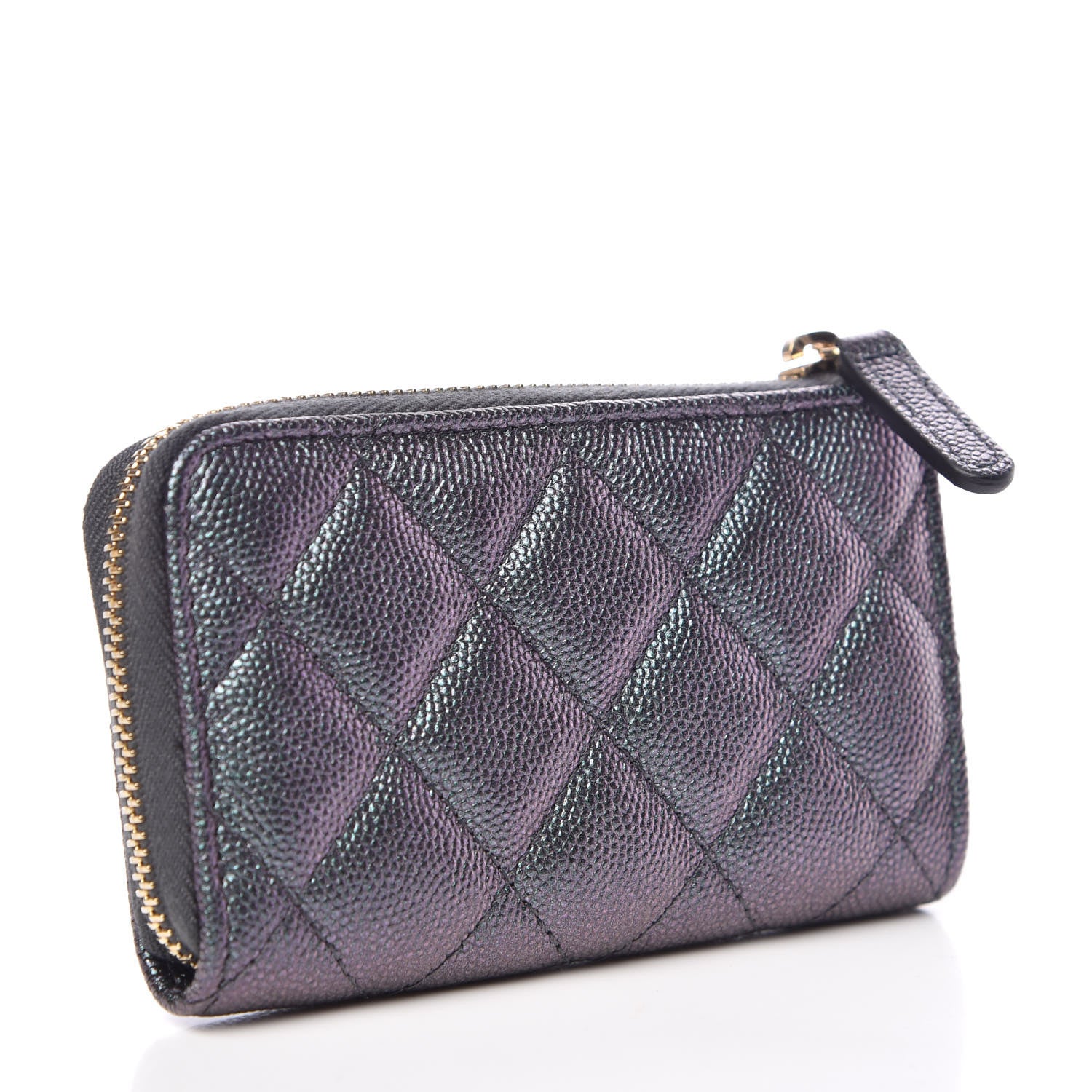 Chanel Iridescent Caviar Quilted Zipped Key Holder Case Black 3 of 8