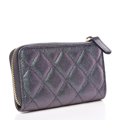 Chanel Iridescent Caviar Quilted Zipped Key Holder Case Black 3 of 8