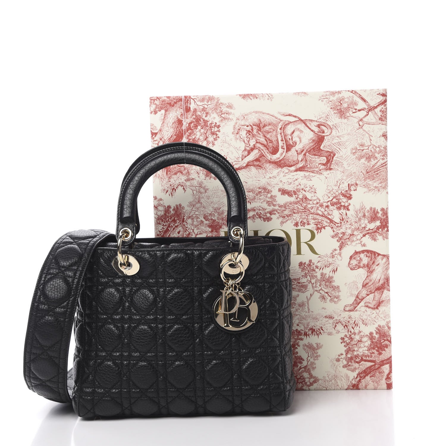 Christian Dior Grained Calfskin Cannage Medium Supple Lady Dior Black 13 of 13