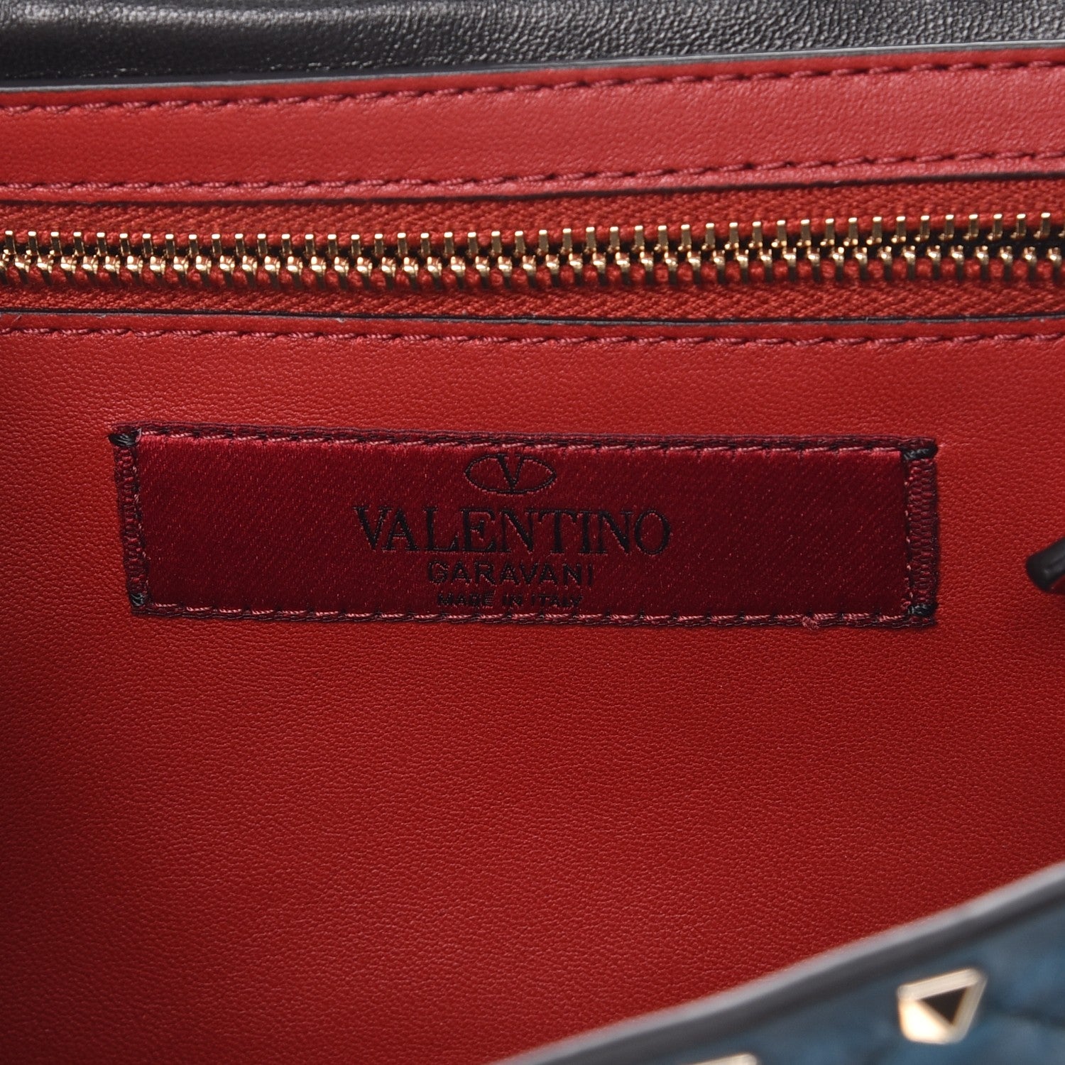 Valentino Garavani Metallic Wrinkled Lambskin Rockstud Spike Wallet On Chain Peacock 6 of 7