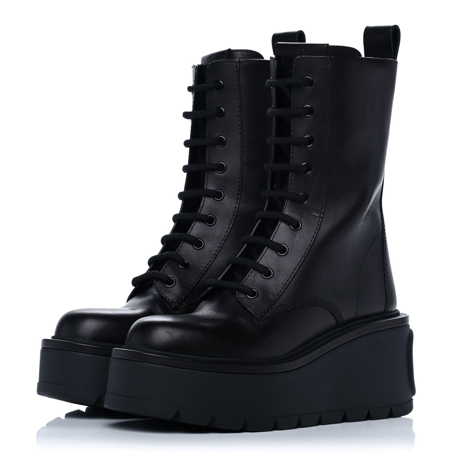 Valentino Garavani Calfskin VLOGO Uniqueform 55/85mm Flatform Lace Up Boots 36 Black 3 of 11