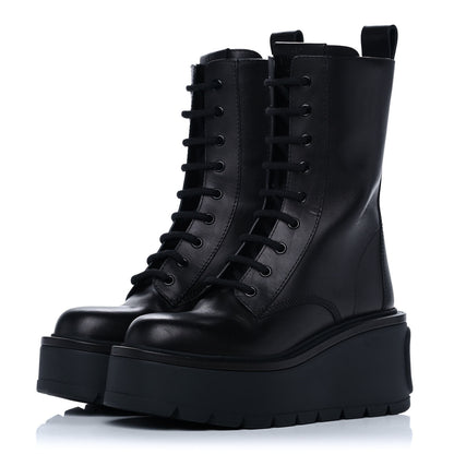 Valentino Garavani Calfskin VLOGO Uniqueform 55/85mm Flatform Lace Up Boots 36 Black 3 of 11