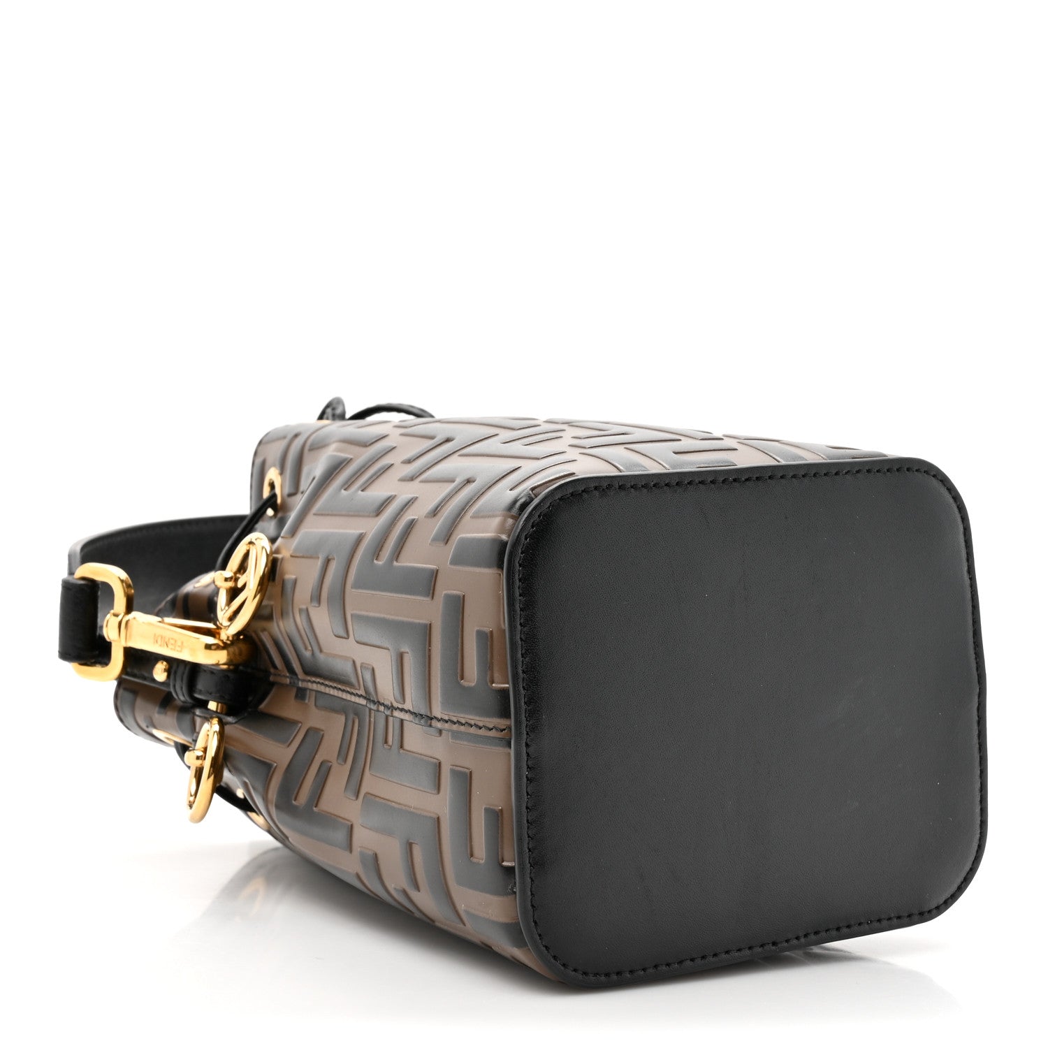Fendi Vitello Liberty F is Fendi Bi-Color FF 1974 Embossed Mini Mon Tresor Bucket Bag Maya Black 4 of 10