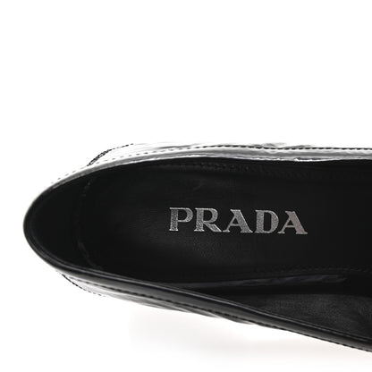 Prada Naplak Metal Triangle Logo 30mm Loafer Pumps 38 Black 8 of 9