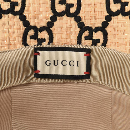 Gucci Raffia Elaphe GG Monogram Embroidered Fedora Hat S Ivory Black 7 of 10