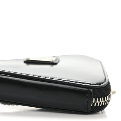 Prada Spazzolato Mini Triangle Chain Crossbody Pouch Black 7 of 8