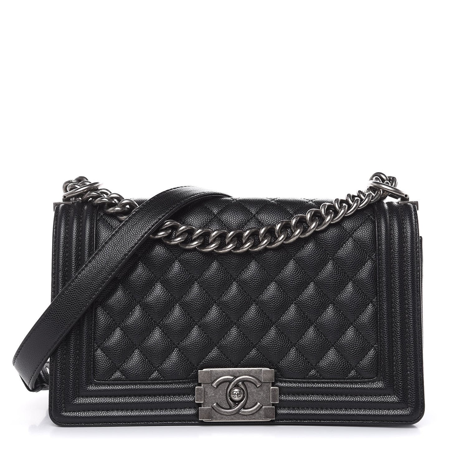 Caviar Quilted Medium Boy Flap Black