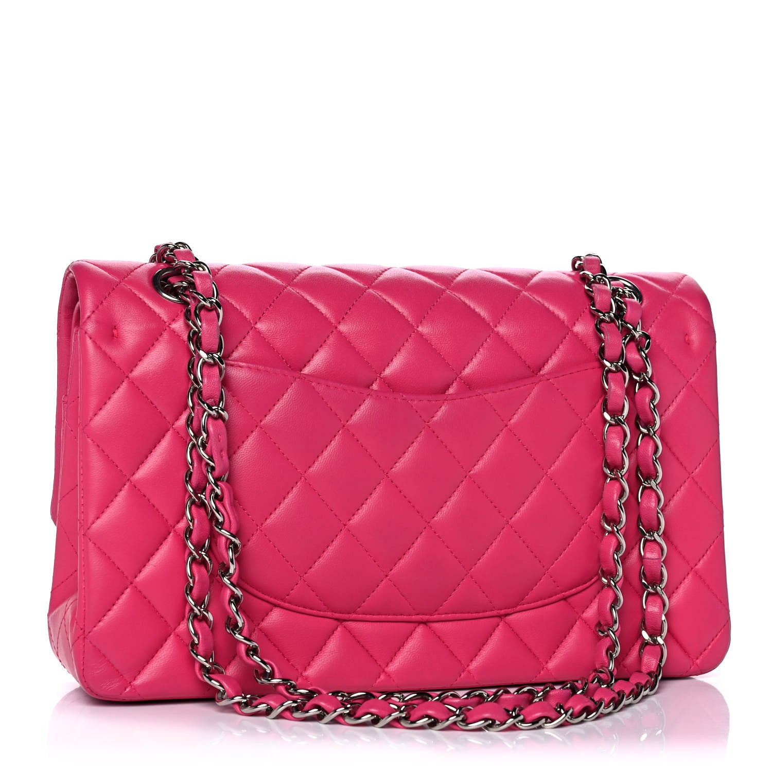 Chanel Lambskin Quilted Medium Double Flap Dark Pink 3 of 13