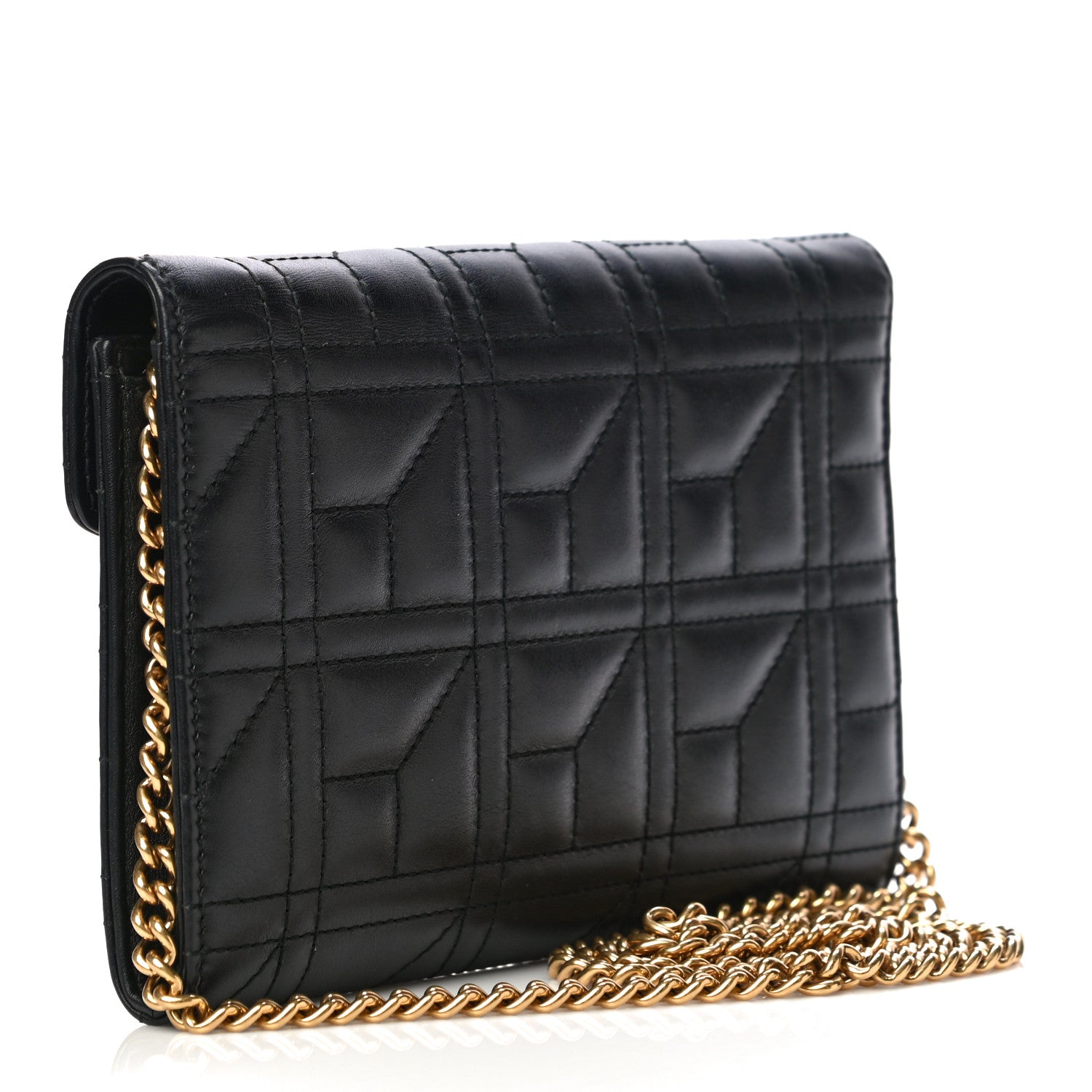 Gucci Calfskin Matelasse Mini Pearly GG Marmont Chain Wallet Black 3 of 13