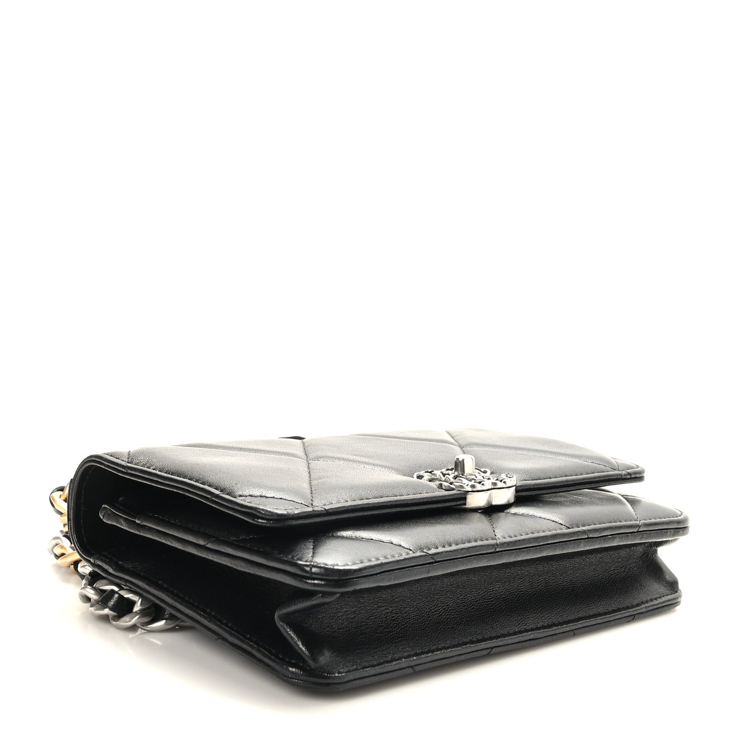 Lambskin Quilted Chanel 19 Wallet On Chain WOC Black