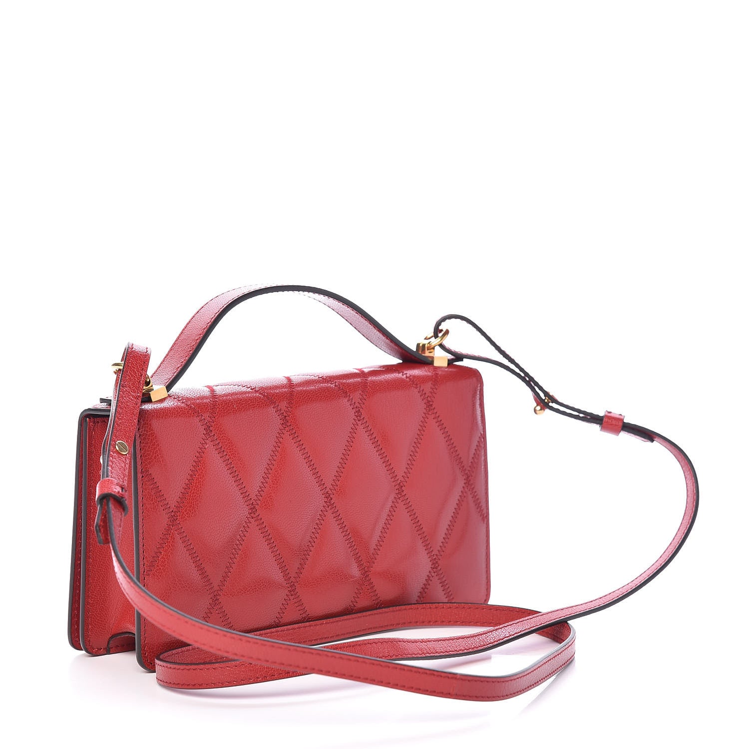Givenchy Goatskin Quilted GV3 Strap Wallet Vermillon 3 of 12
