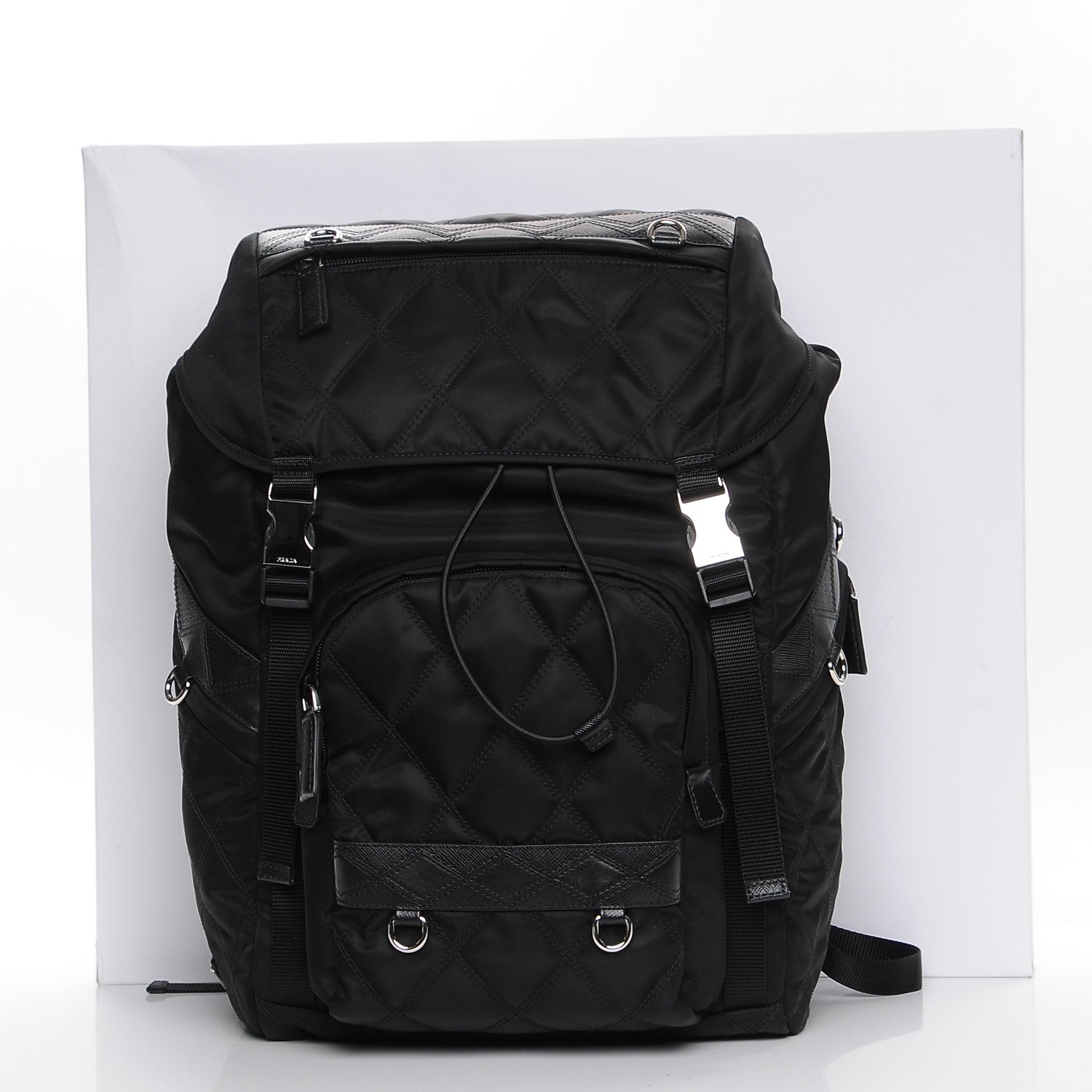 Prada Nylon Impunturato Double Buckle Backpack Black 9 of 9