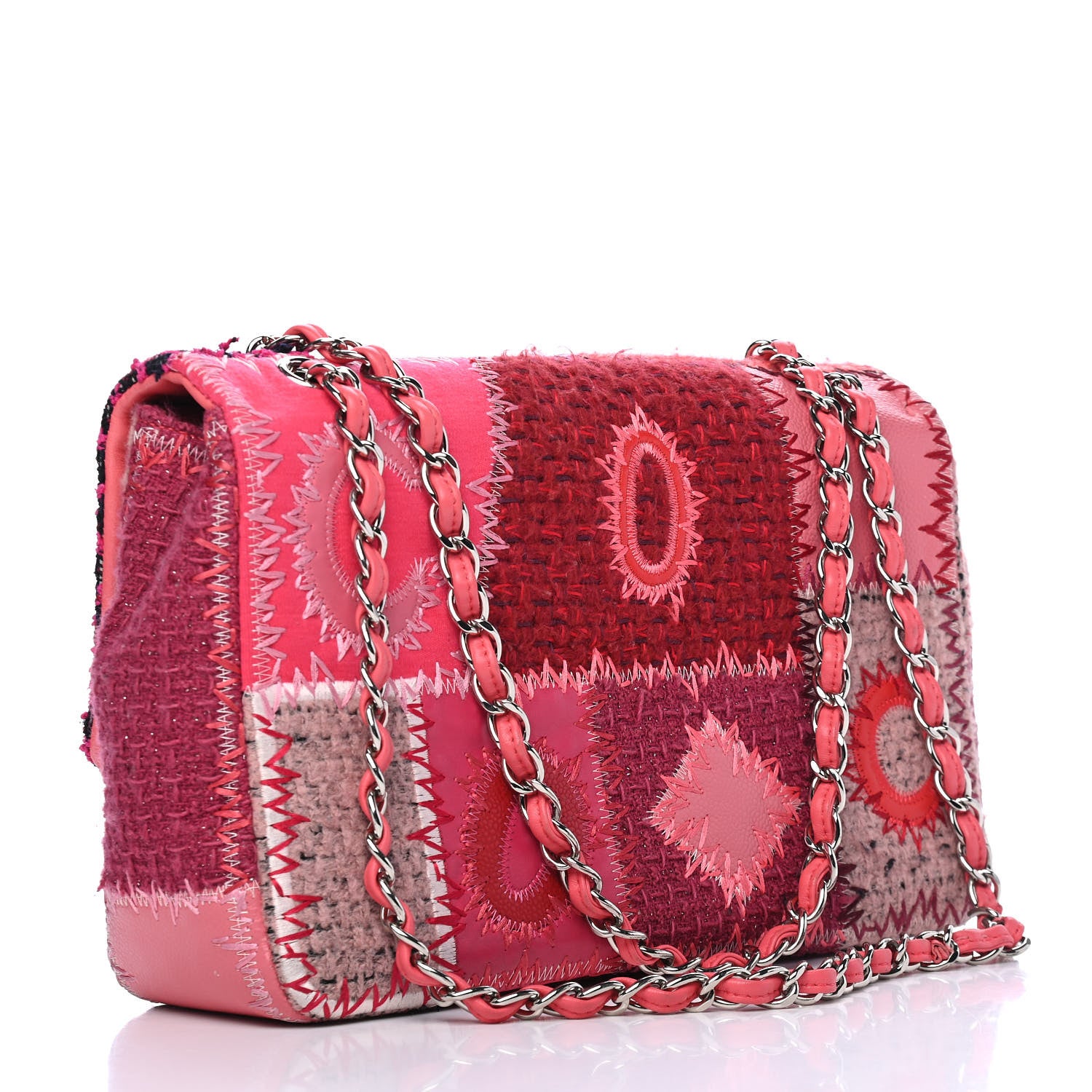 Chanel Tweed Patchwork Jumbo Single Flap Pink 2 of 5
