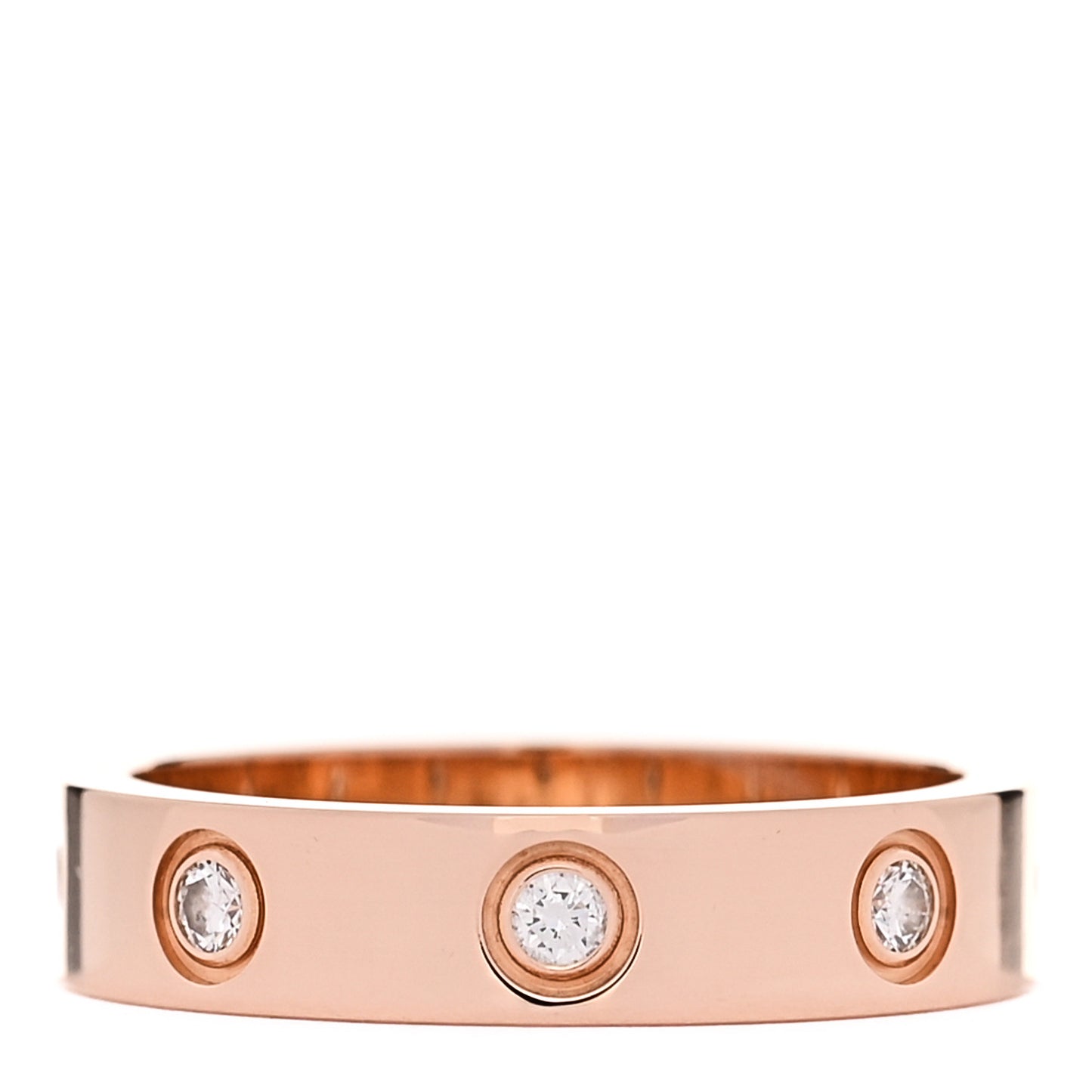 18K Pink Gold 8 Diamond 4mm LOVE Wedding Band Ring 49 4.75