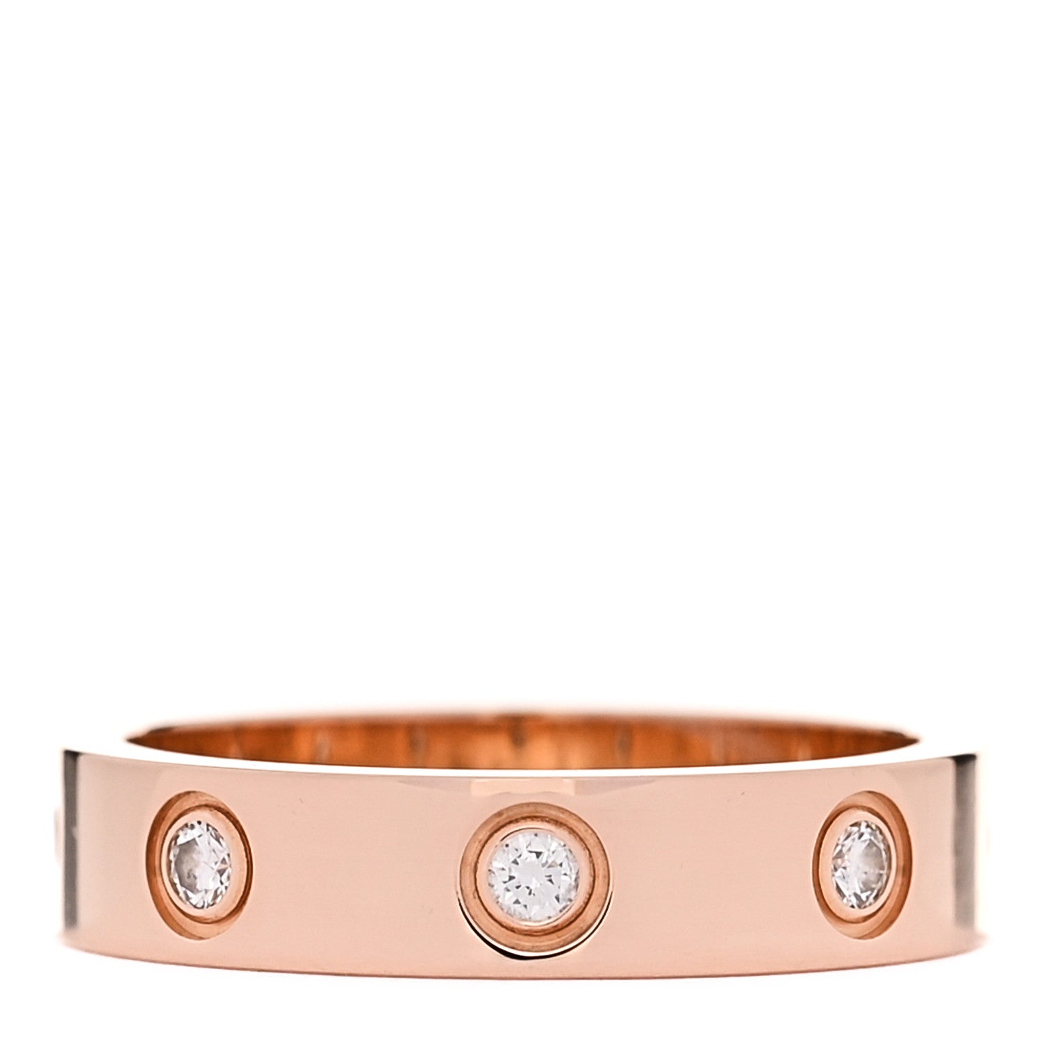 Cartier 18K Pink Gold 8 Diamond 4mm LOVE Wedding Band Ring 49 4.75 3 of 5