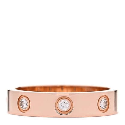 Cartier 18K Pink Gold 8 Diamond 4mm LOVE Wedding Band Ring 49 4.75 3 of 5