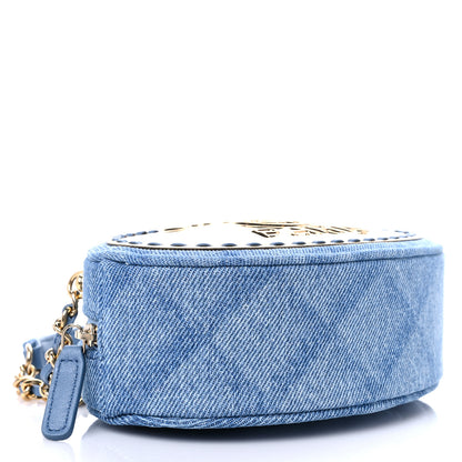 Chanel Denim Printed Chain Clutch Dark Blue 3 of 10