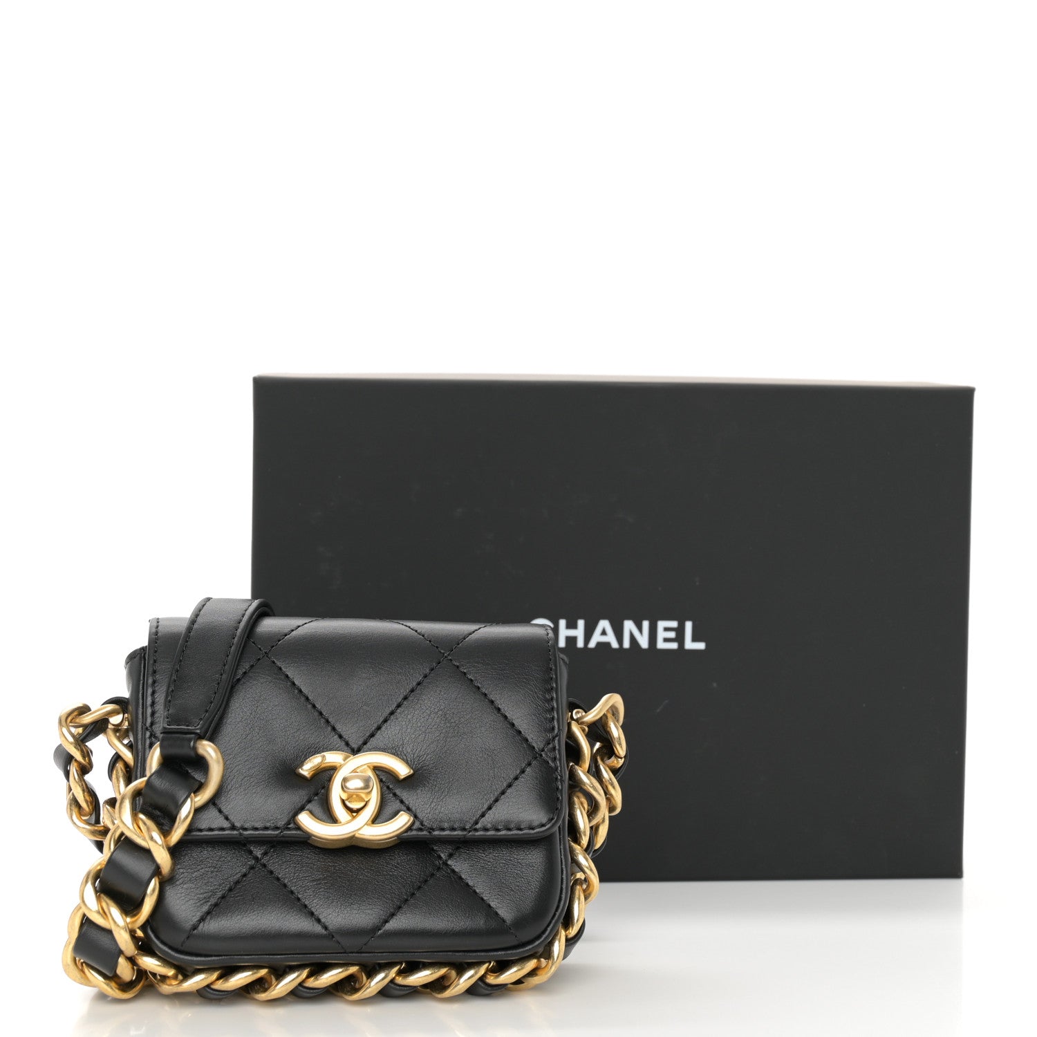 Chanel Calfskin Quilted Mini Framing Chain Bag Black 11 of 11
