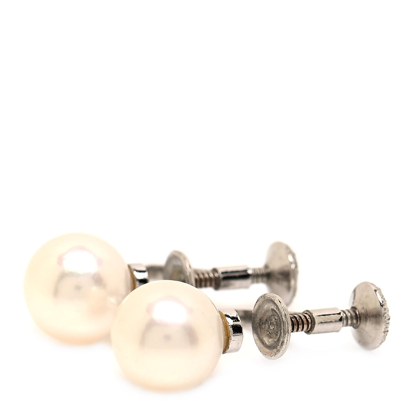 14K White Gold Akoya Pearl 8mm Screw Back Earrings