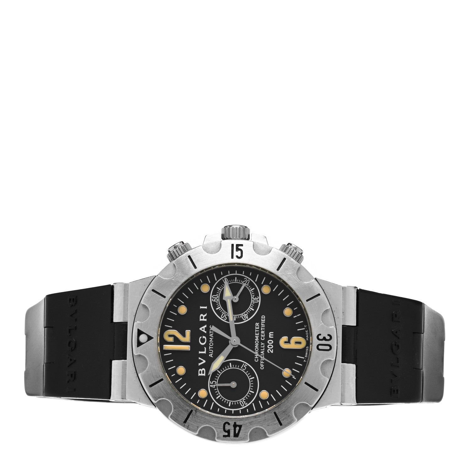 Bulgari Stainless Steel Rubber 38mm Diagono Scuba Chronograph Automatic Watch Black 2 of 4