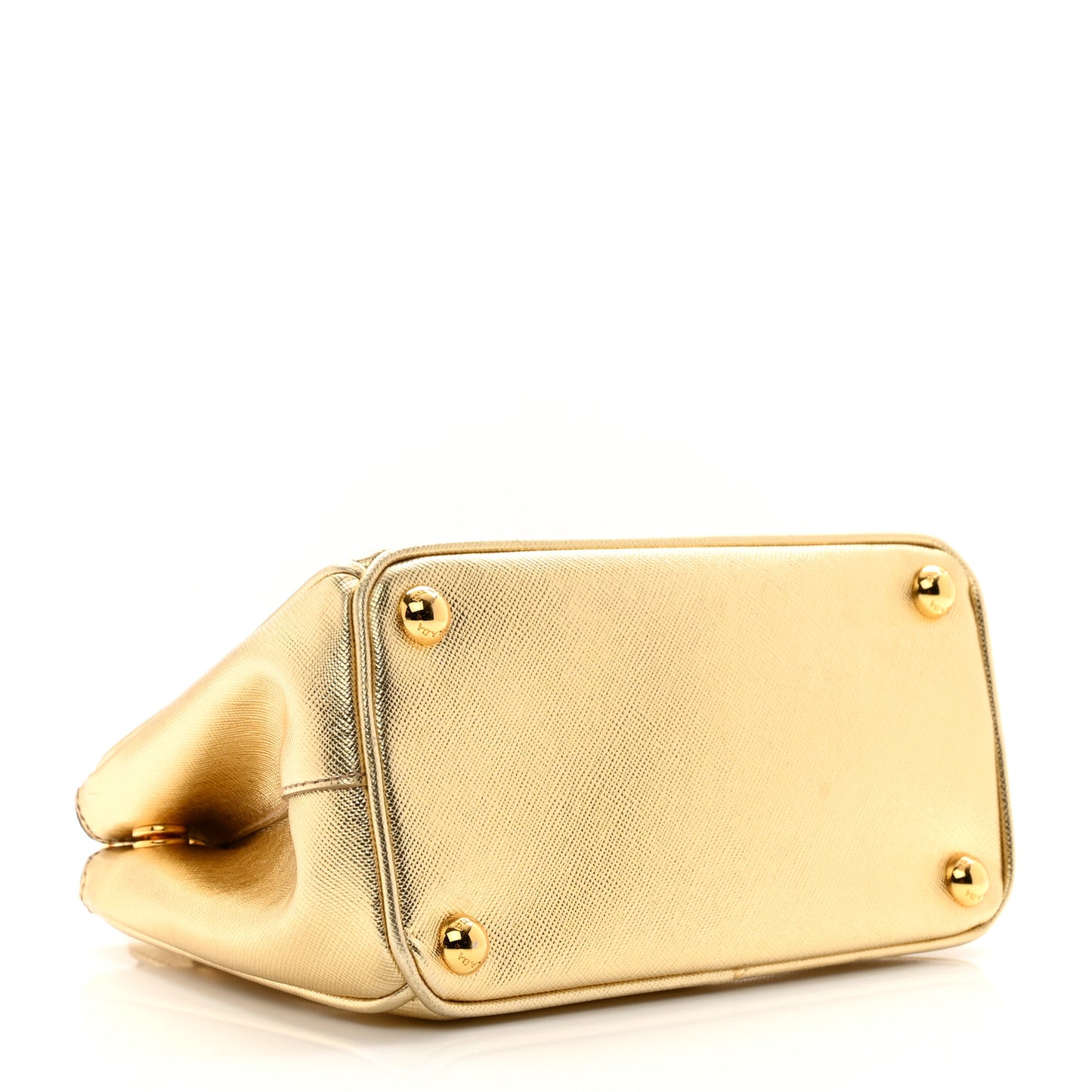 Metallic Saffiano Lux Micro Galleria Double Zip Tote Gold