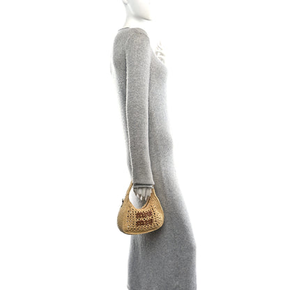 Miu Miu Fabric Crochet Wander Hobo Beige Khaki 2 of 8