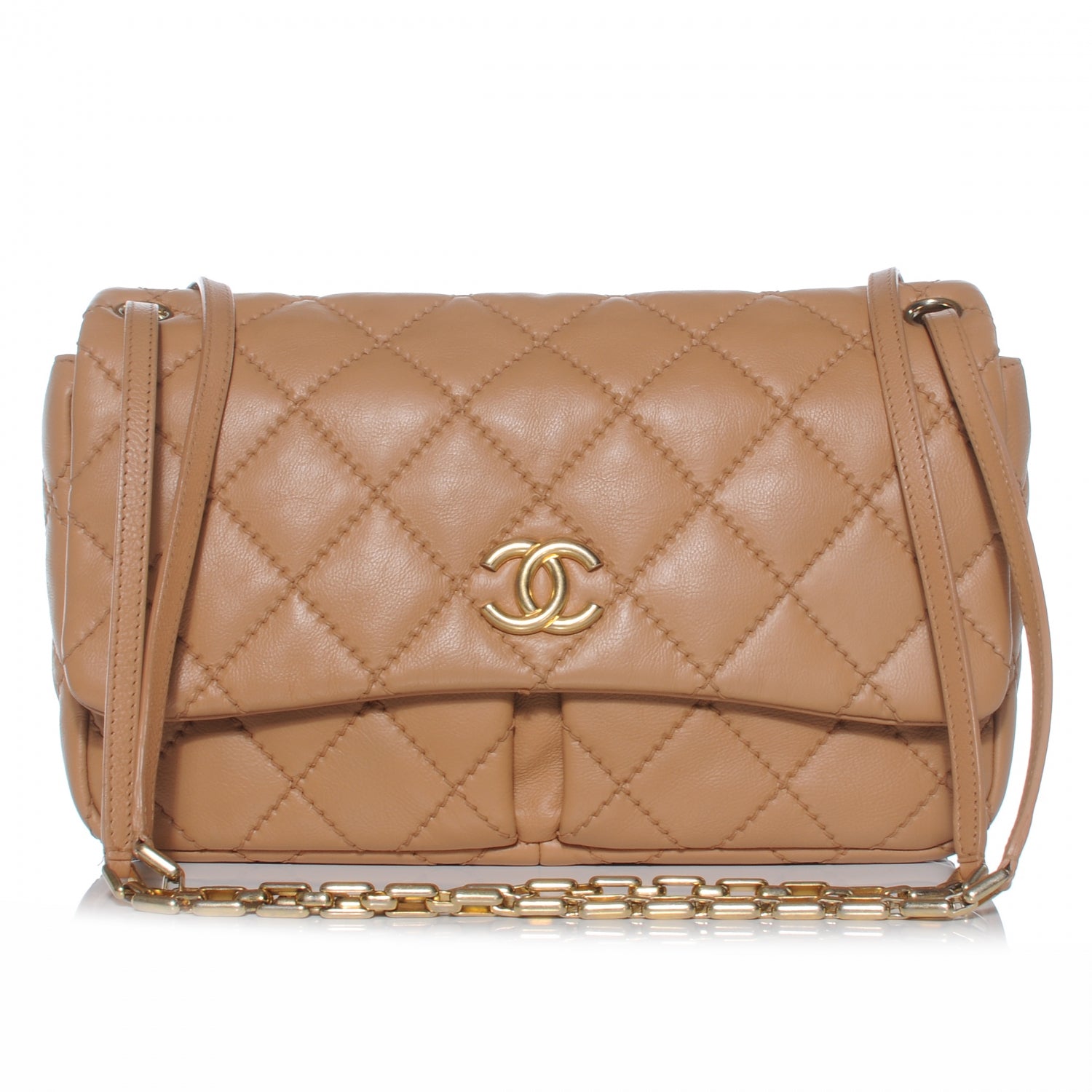 Chanel Calfskin Quilted Large Retro Chain Flap Beige 1 of 7