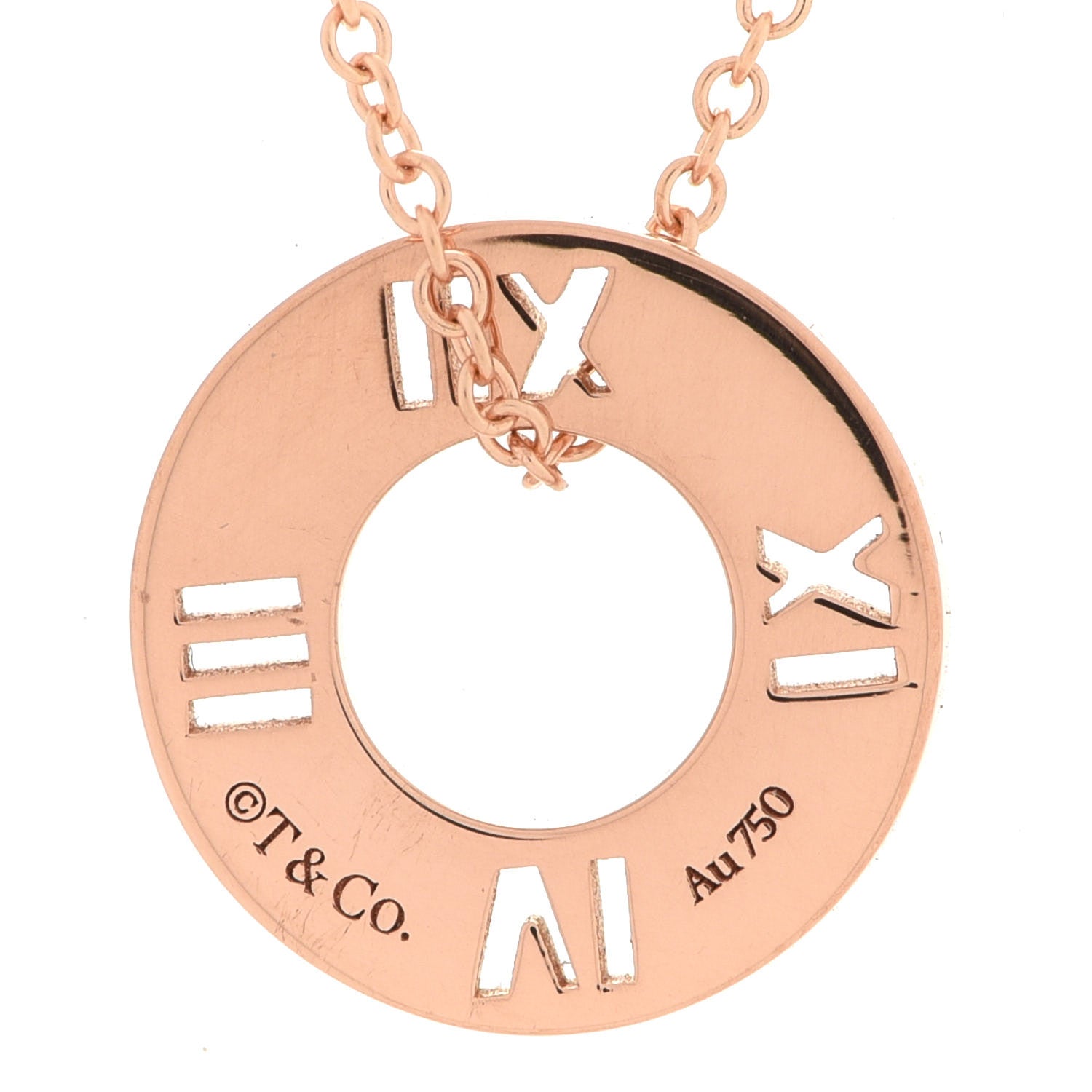Tiffany 18K Rose Gold Diamond Atlas Pierced Pendant Necklace 4 of 7