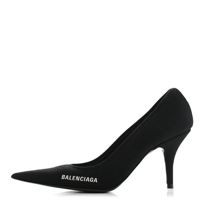 Balenciaga Recycled Knit Logo Knife 80mm Pumps 37 Black White 1 of 9