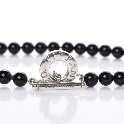 Tiffany Sterling Silver Black Onyx Bead Toggle Necklace 5 of 6
