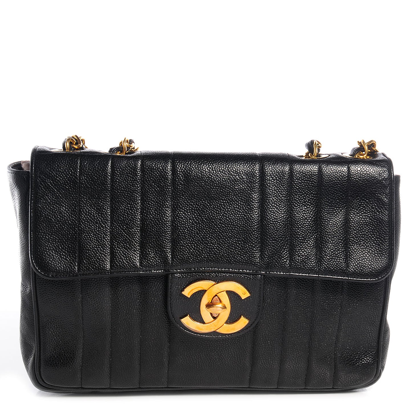 Caviar Vertical Quilt Jumbo Flap Black