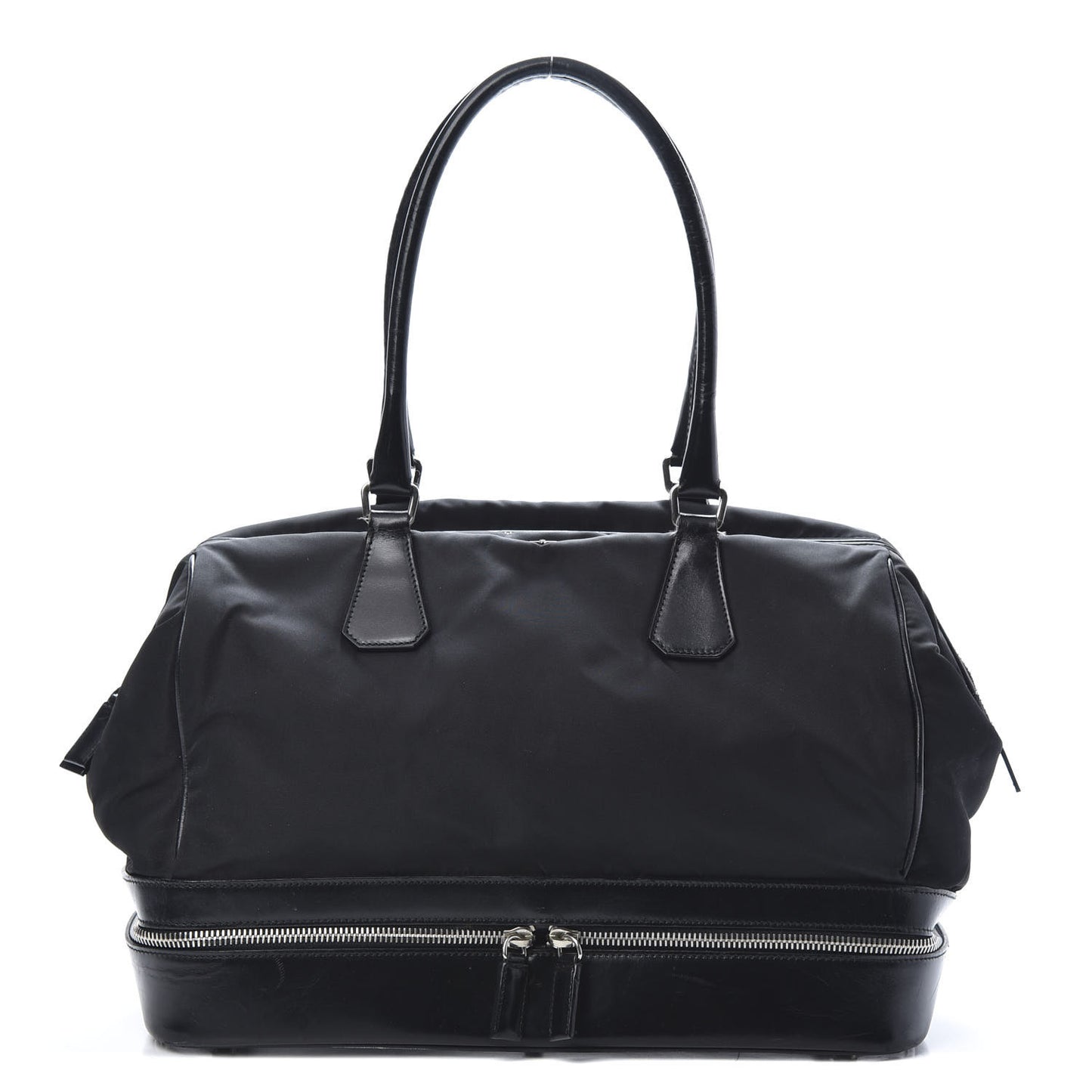 Tessuto Nylon Soft Calf Zip Around Satchel Black