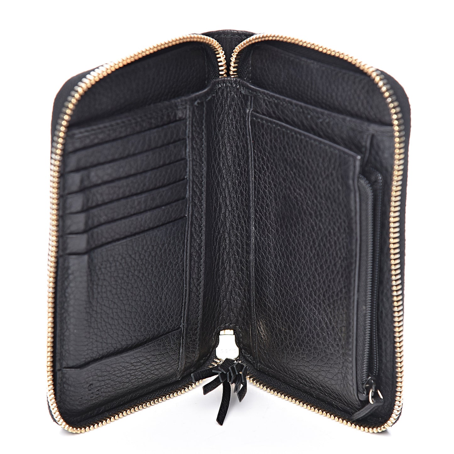 Pebbled Calfskin Medium Soho Zip Around Wallet Black