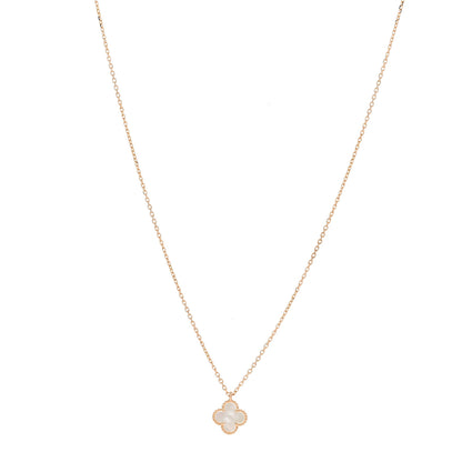 Van Cleef & Arpels 18K Yellow Gold Mother of Pearl Sweet Alhambra Pendant Necklace 1 of 6