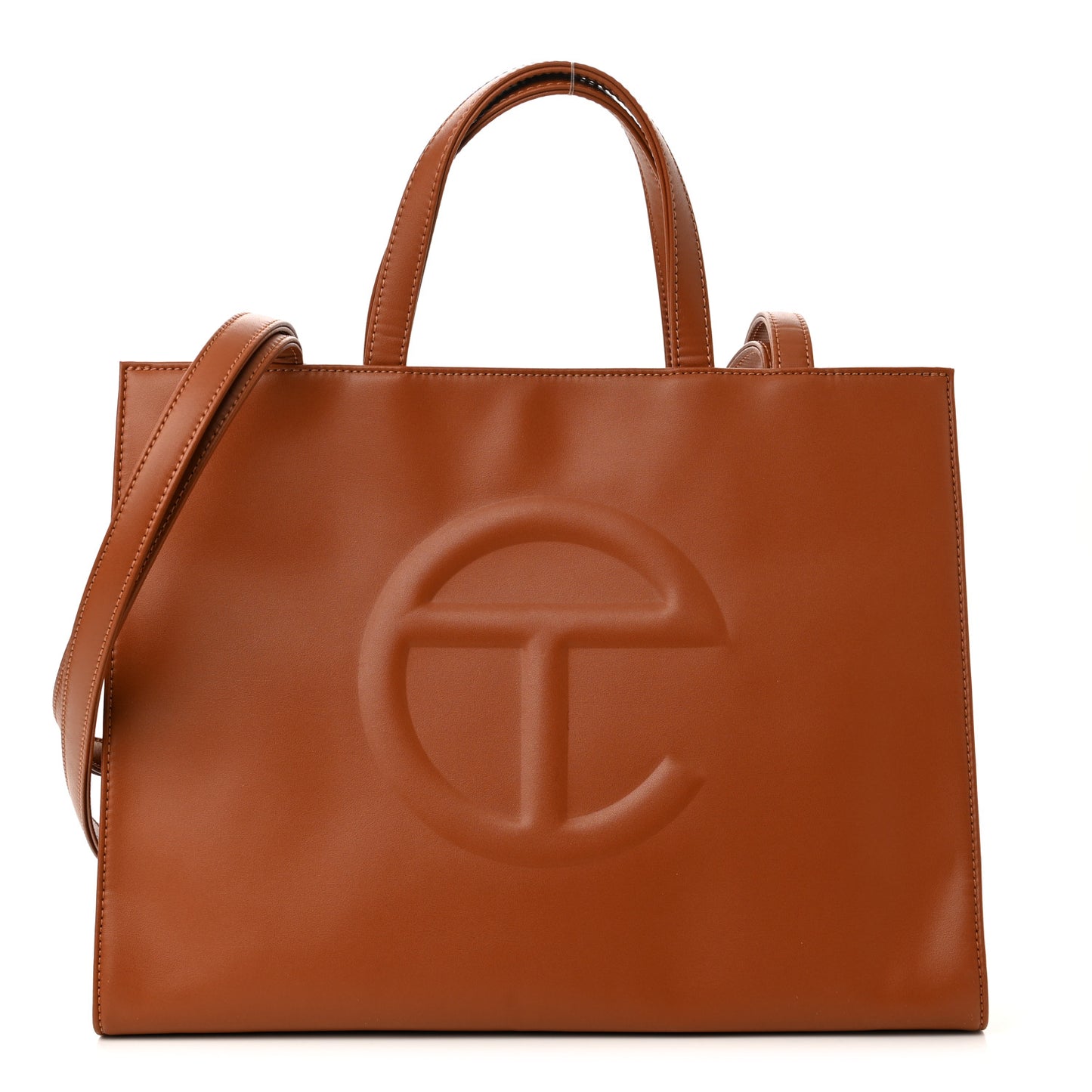 Vegan Leather Medium Shopping Bag Tan