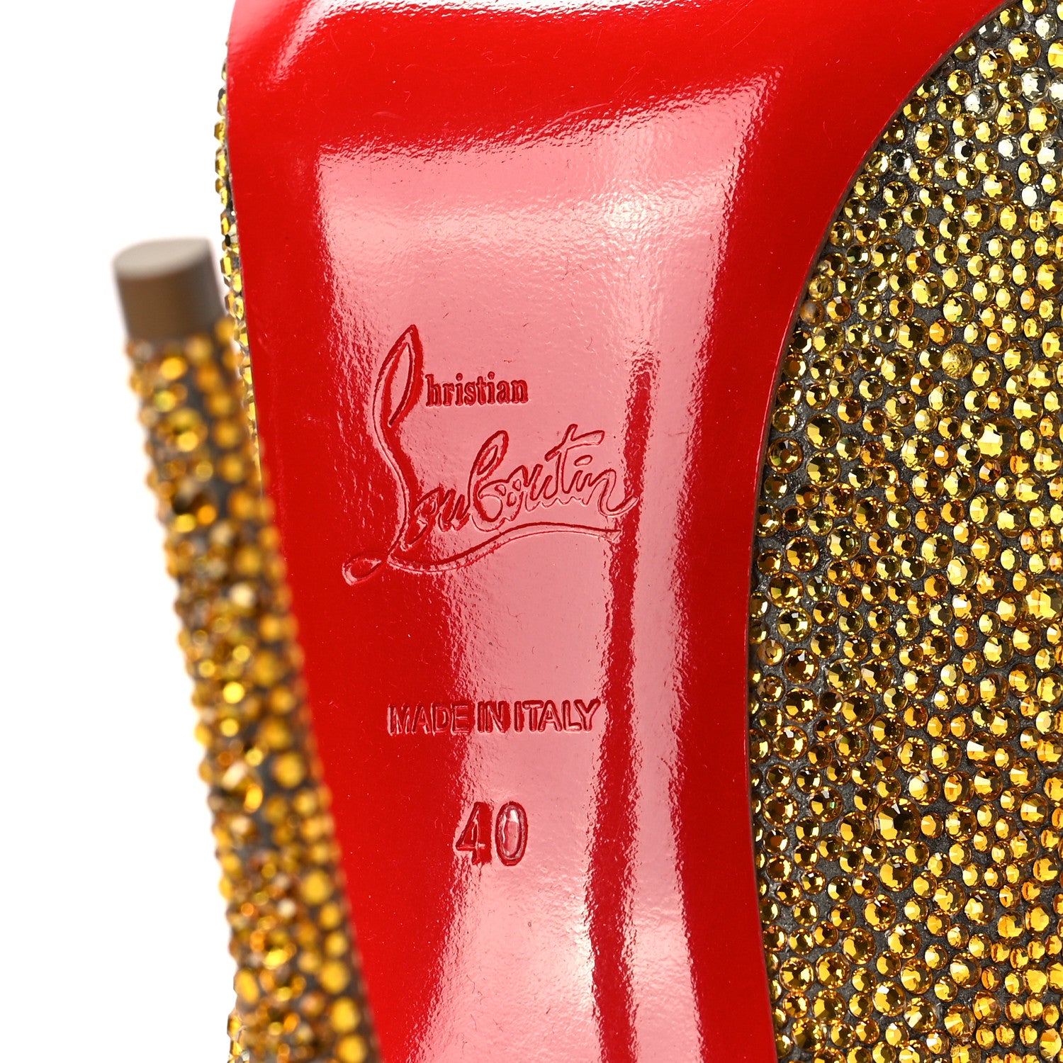 Christian Louboutin Suede Burma Strass Degrade So Kate 120 Pumps 40 Jaune 6 of 9