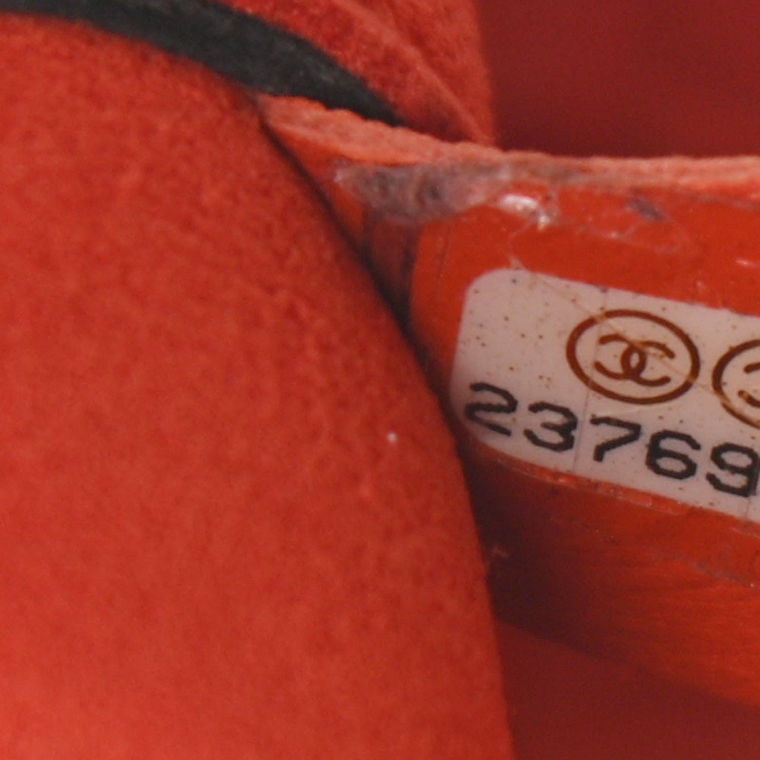 Chanel Caviar Perforated Drawstring CC Bag Black Orange 7 of 13