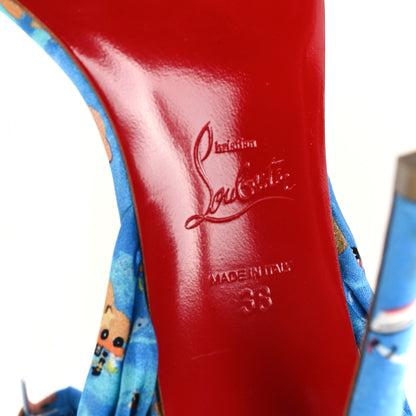 Christian Louboutin Crepe Satin Greekaba Du Desert 100 Sandal 38 Blue Multicolor 7 of 9