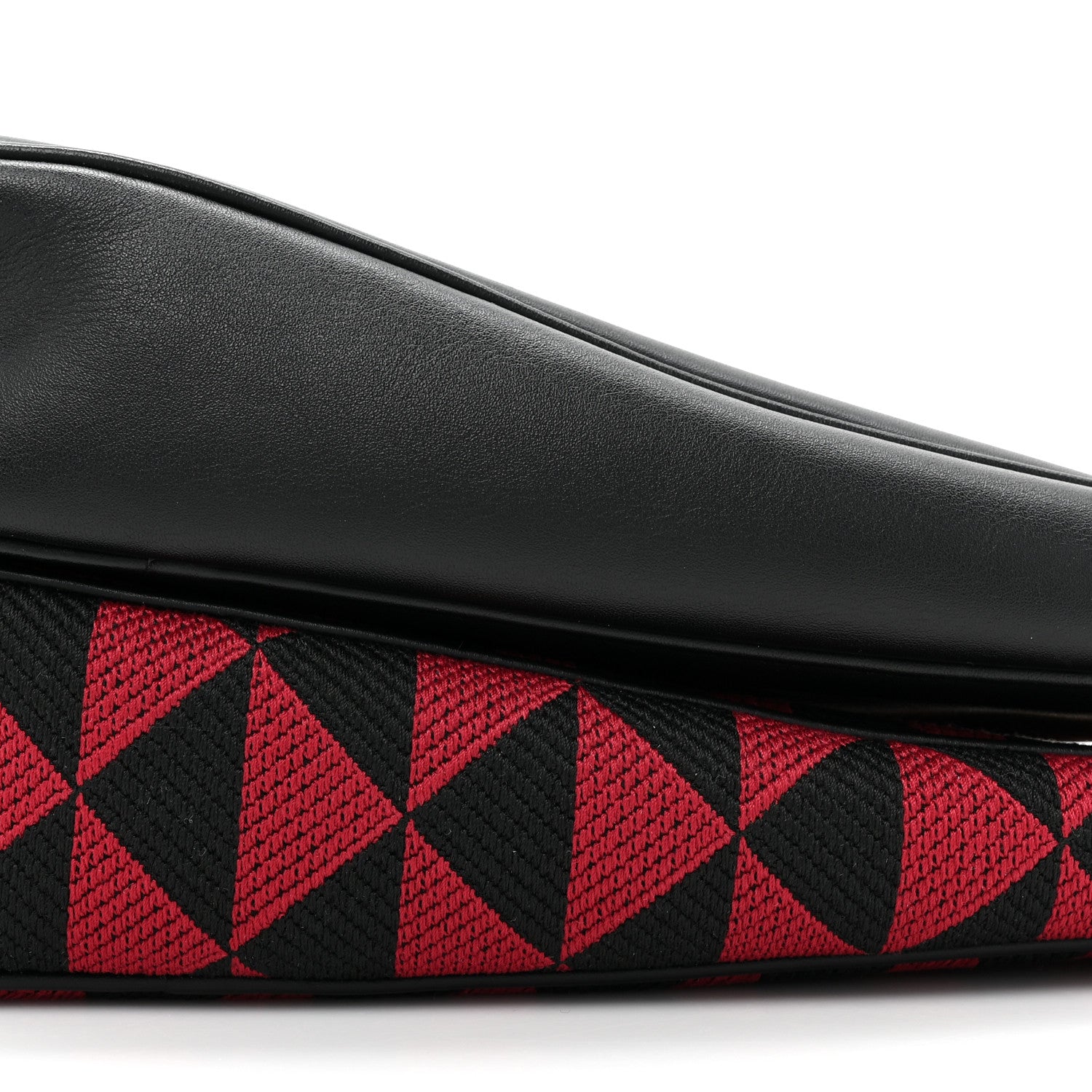 Prada Jacquard Calfskin Triangolo Symbole Embroidered Mini Triangle Double Bag Black Ciliegia 8 of 9