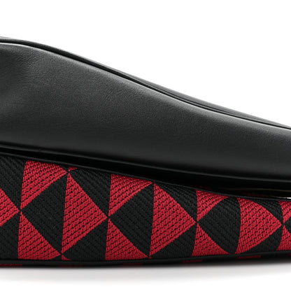 Prada Jacquard Calfskin Triangolo Symbole Embroidered Mini Triangle Double Bag Black Ciliegia 8 of 9
