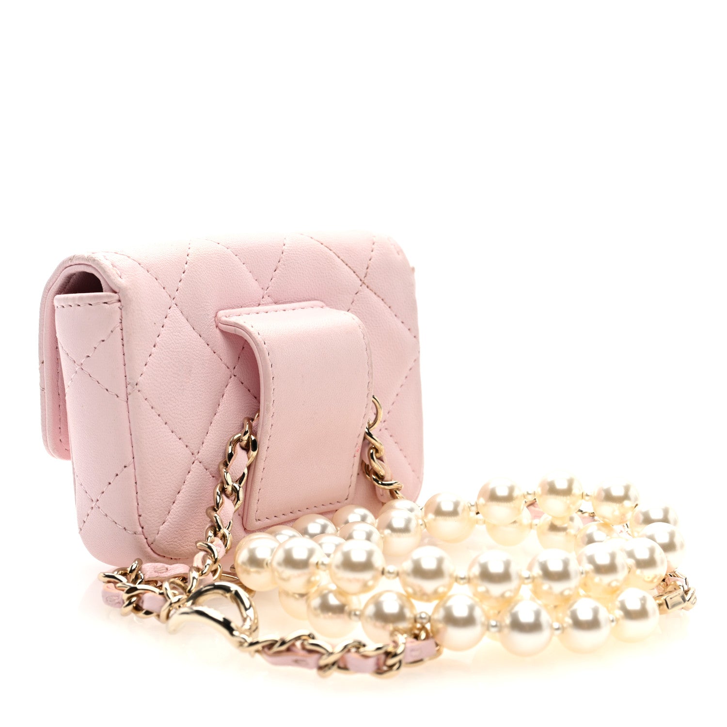 Chanel Lambskin Quilted Pearl Chain Belt Bag Light Pink 3 of 10