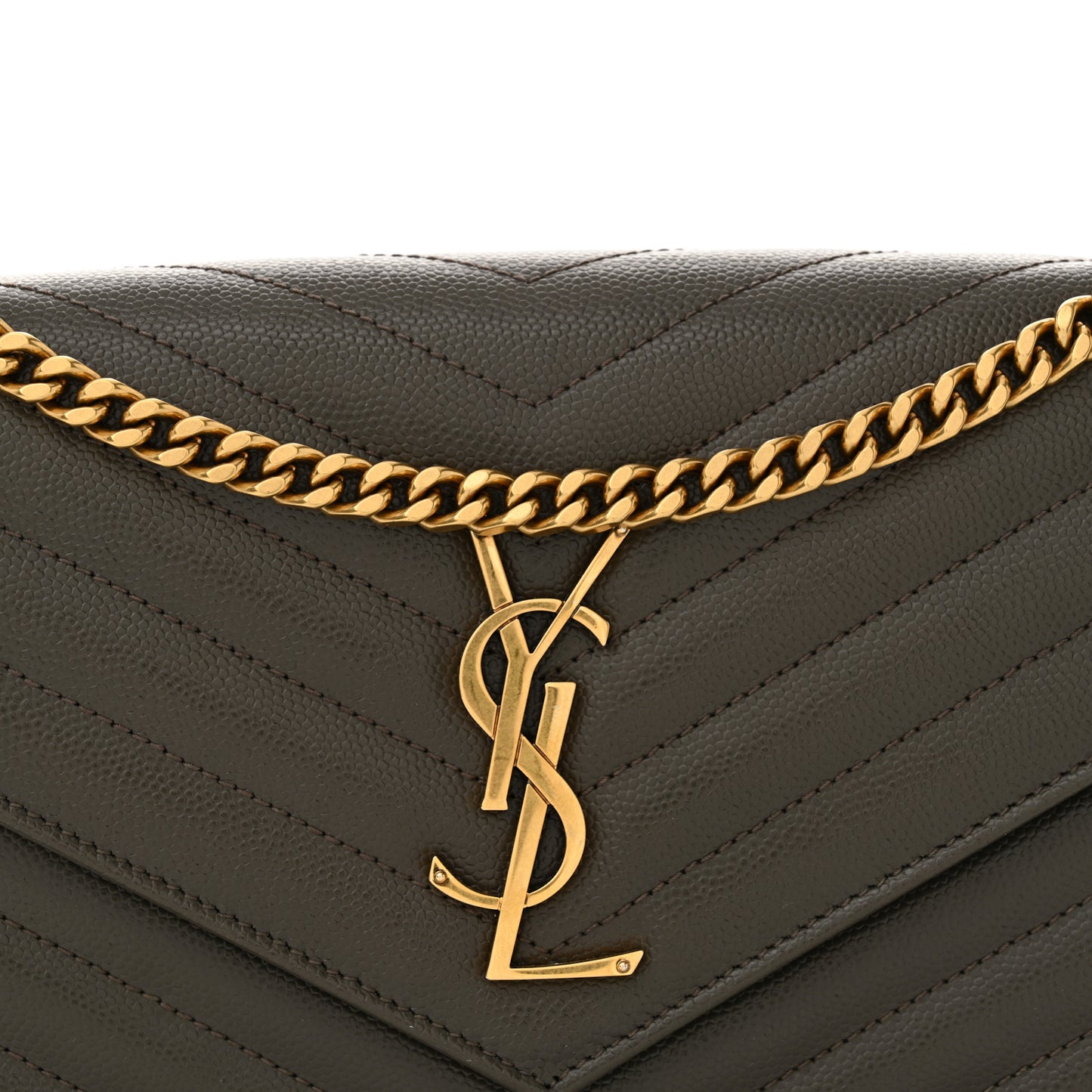 Grain De Poudre Matelasse Chevron Monogram Chain Wallet Pebble