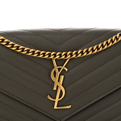 Saint Laurent Grain De Poudre Matelasse Chevron Monogram Chain Wallet Pebble 8 of 11