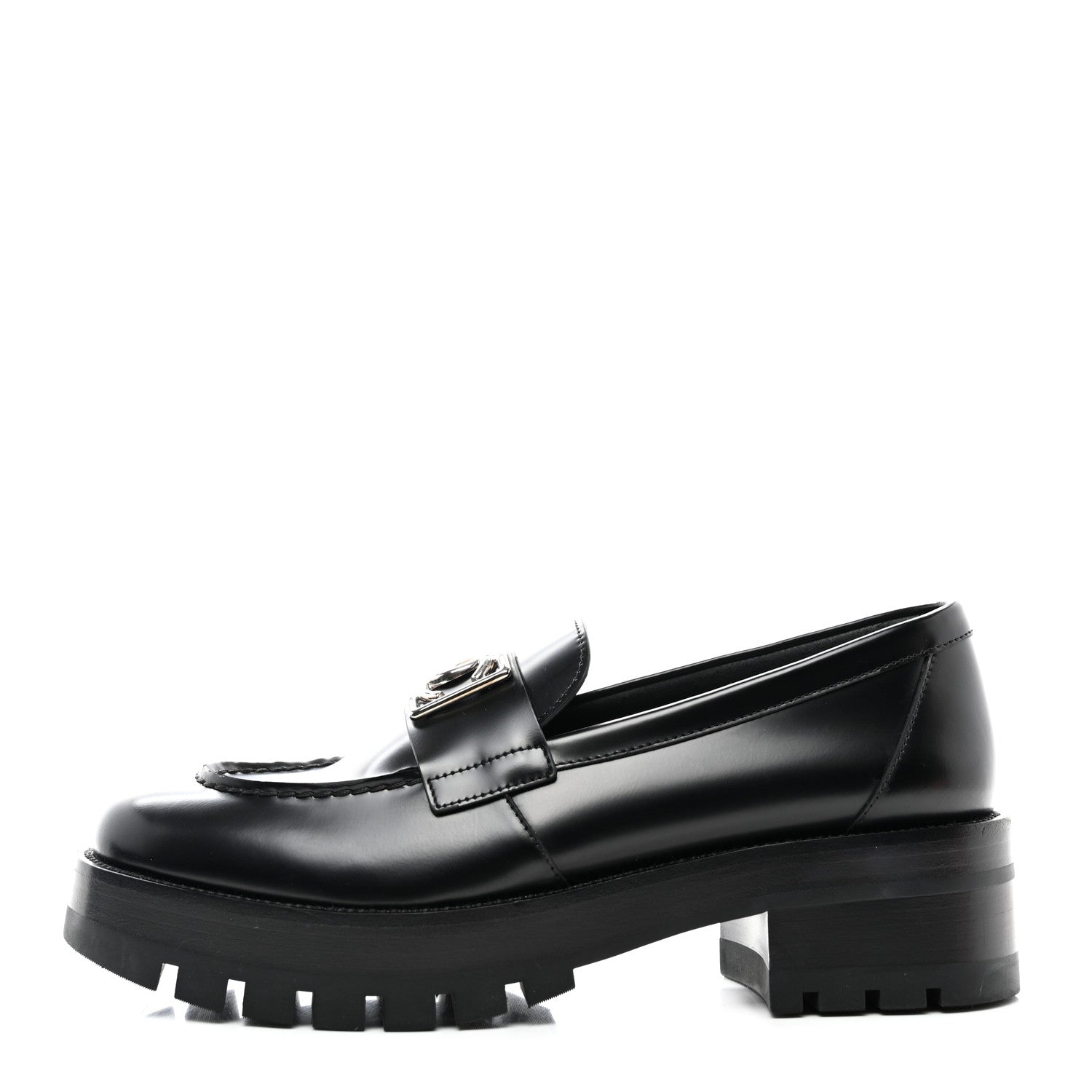 Chanel Calfskin Metal CC Loafers 40 Black 1 of 9