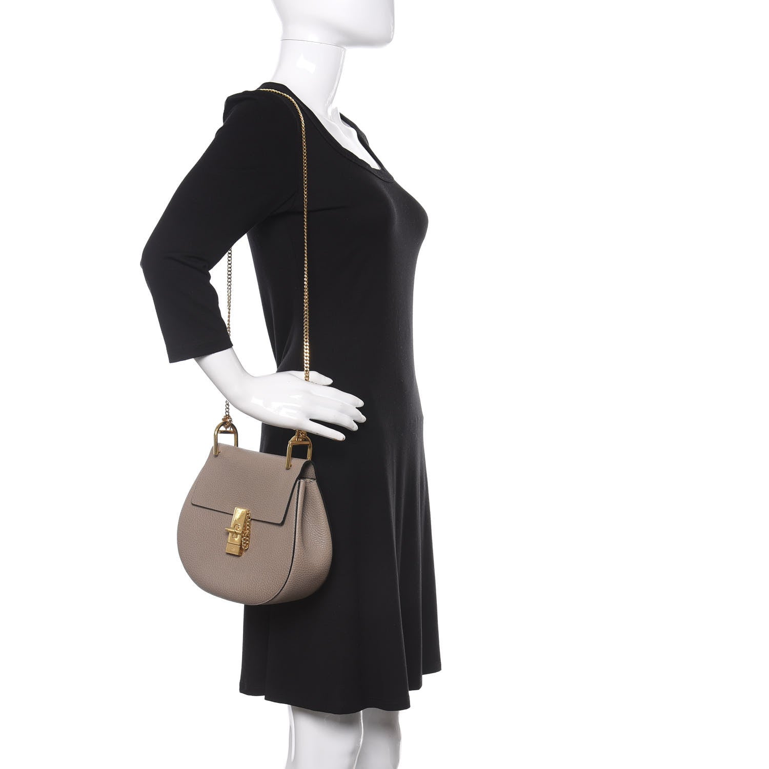 Chloe Grained Lambskin Drew Shoulder Bag Motty Grey 2 of 9