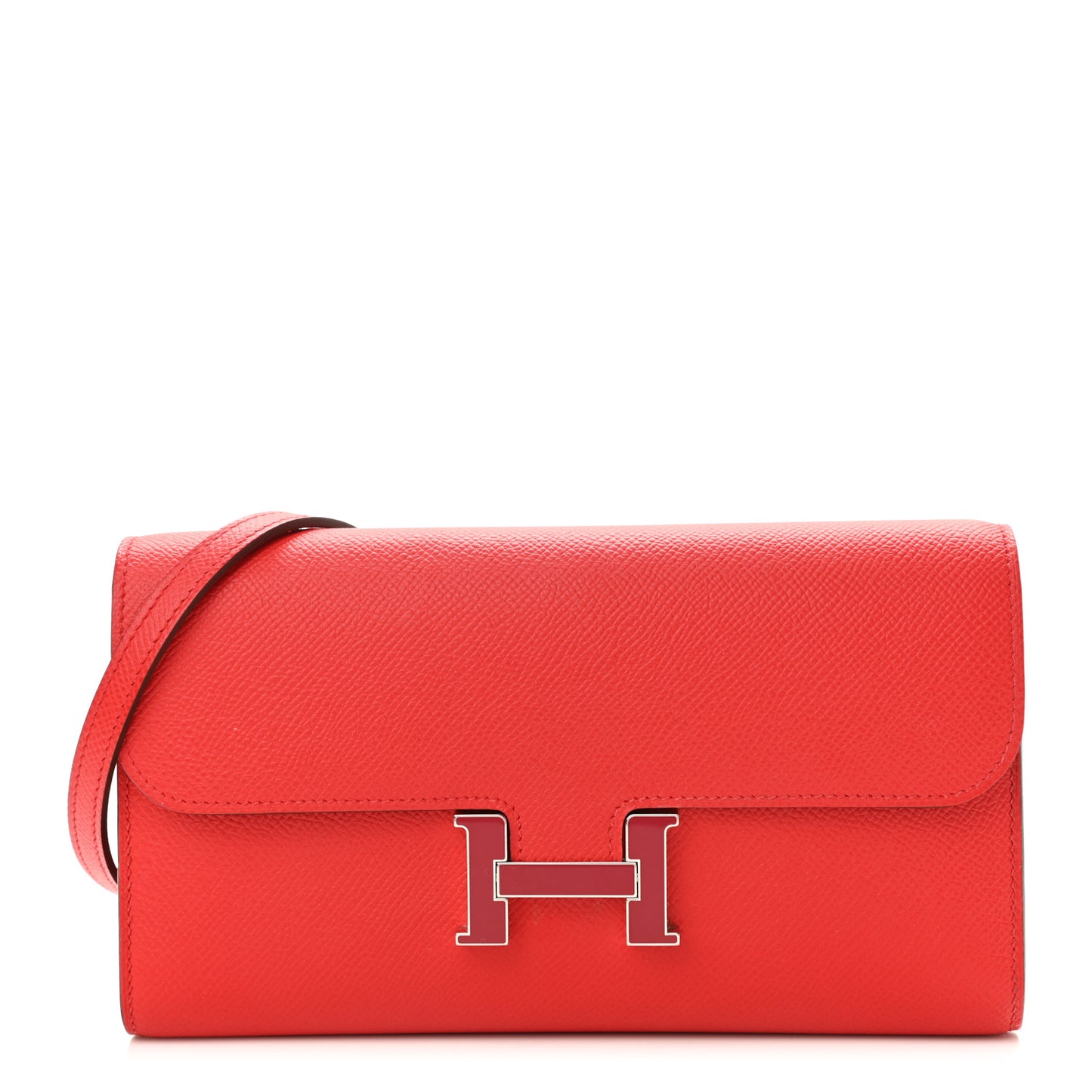 Epsom Enamel Constance Wallet To Go Rouge De Coeur Rubis