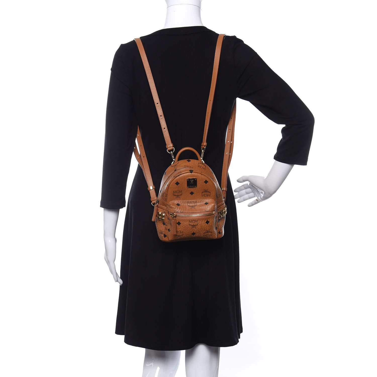 MCM Visetos Side Stud X-Mini Stark Backpack Cognac 2 of 9