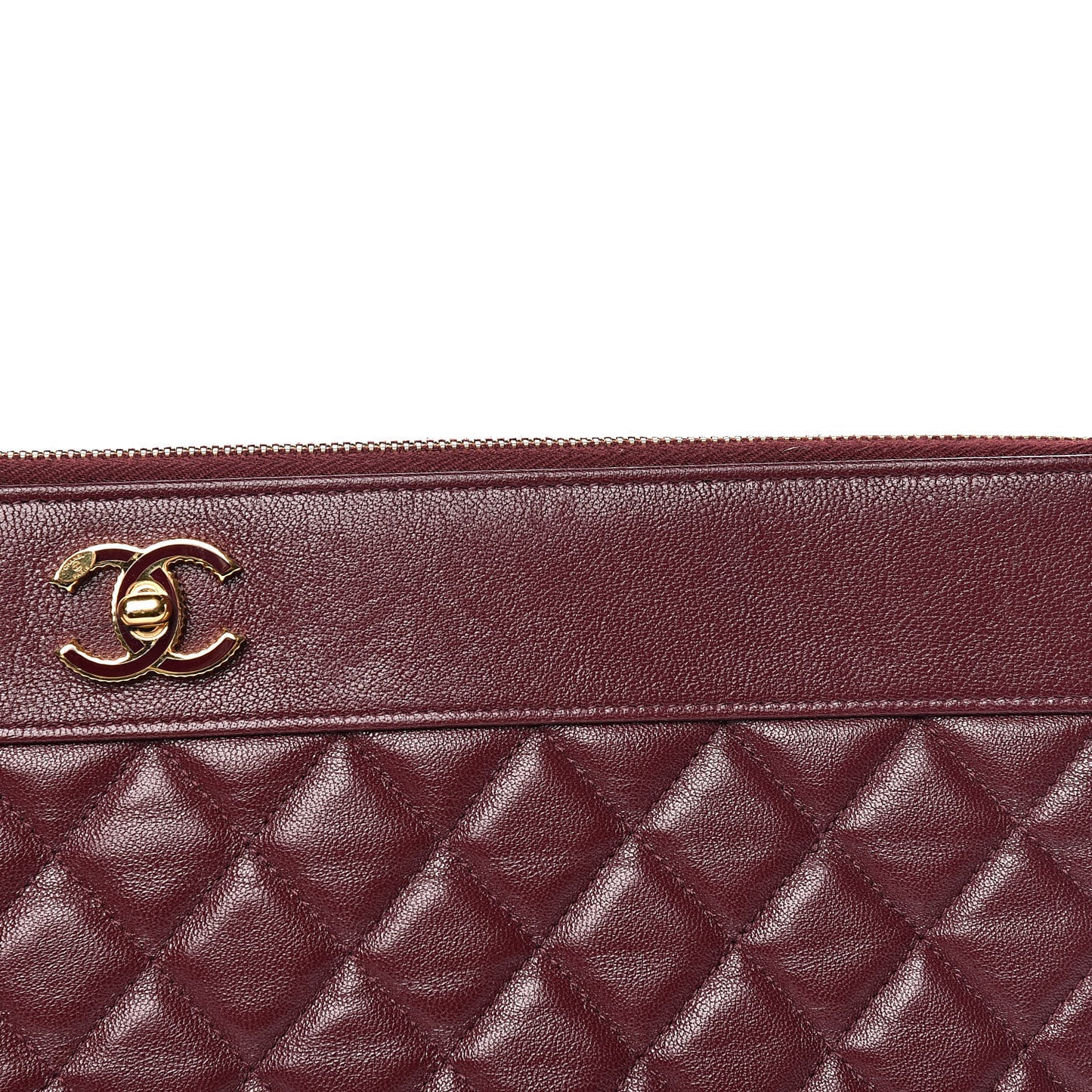 Sheepskin Quilted Large Vintage Mademoiselle Cosmetic Case Burgundy